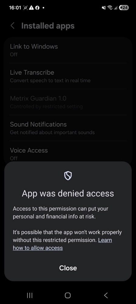 App denied access error